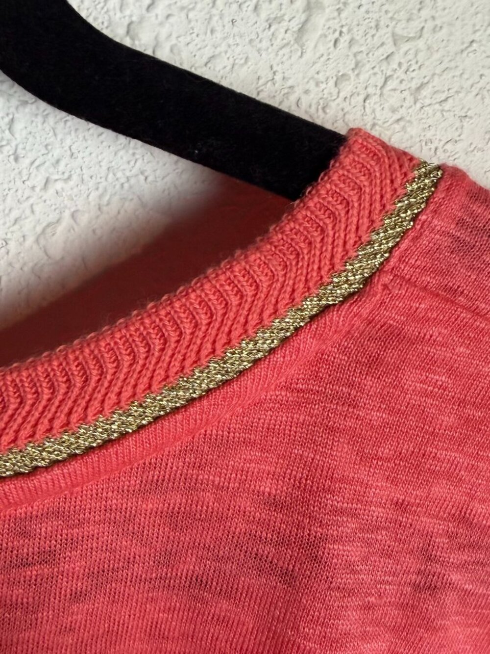 Chico's Size 3 Pure Linen Sweater Trim Tee Shirt Coral Beachy Costal Xl Summer - Picture 7 of 7